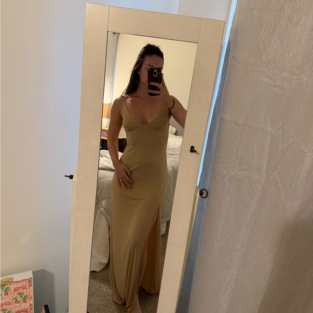 PrettyLittleThing Gold Maxi Dress